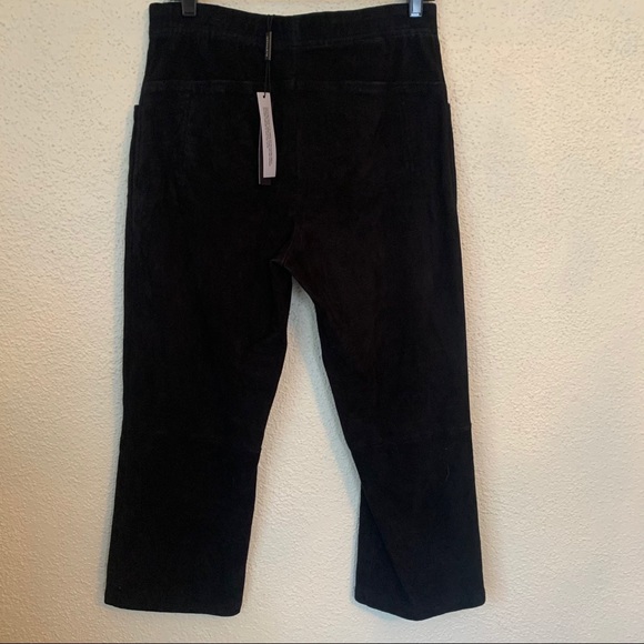 NWT ELIE TAHARI Robina Black Suede Leather Cropped Pants | $995 Retail | Size 10 - Picture 5 of 7
